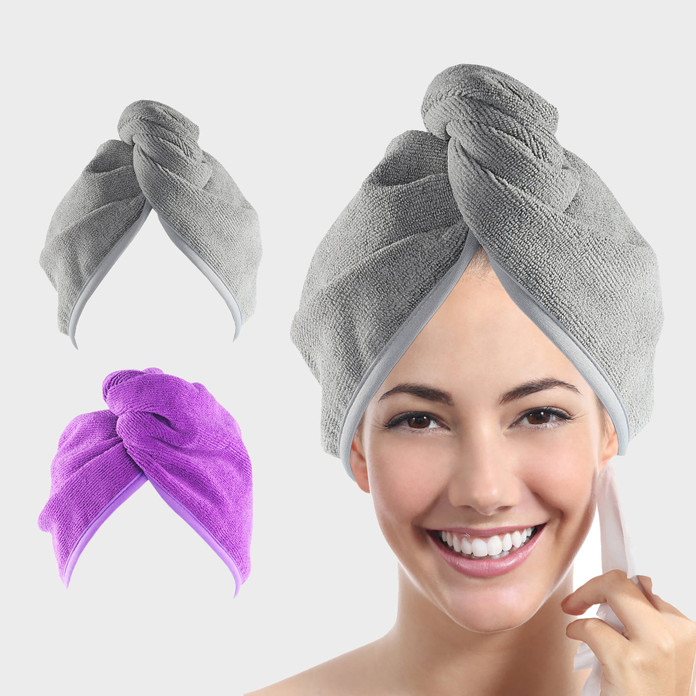 Hair Towel Wrap - Gray,Purple