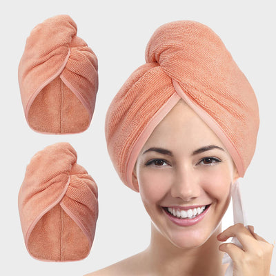 Hair Towel Wrap - Coral Orange